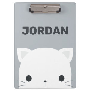 Cute Little Cat with Personalized Name Clipboard
