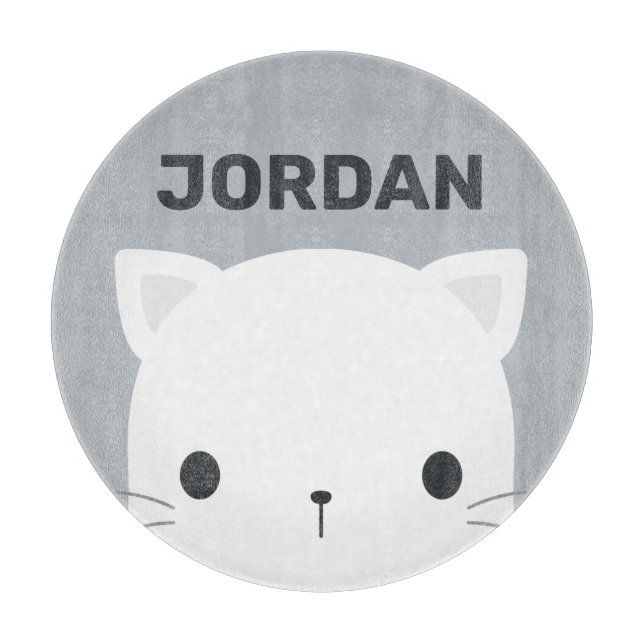 Cute Little Cat with Personalized Name  Cutting Board (Front)