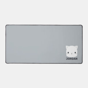 Cute Little Cat with Personalized Name Desk Mat