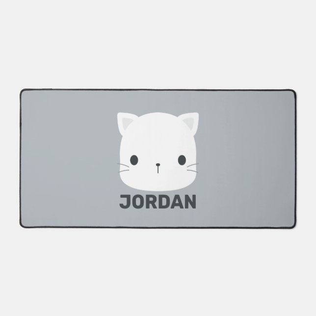 Cute Little Cat with Personalized Name Desk Mat (Front)
