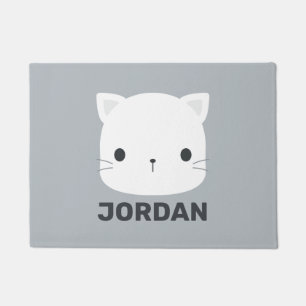 Cute Little Cat with Personalized Name Doormat
