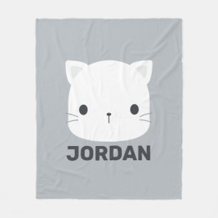 Cute Little Cat with Personalized Name  Fleece Blanket