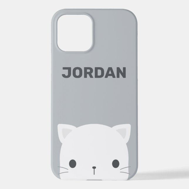 Cute Little Cat with Personalized Name  iPhone Case (Back)