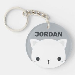Cute Little Cat with Personalized Name Keychain