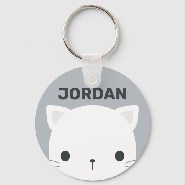 Cute Little Cat with Personalized Name Keychain (Front)