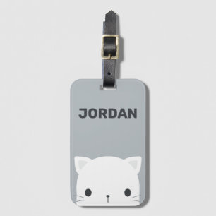 Cute Little Cat with Personalized Name Luggage Tag