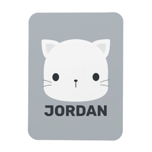 Cute Little Cat with Personalized Name Magnet (Vertical)