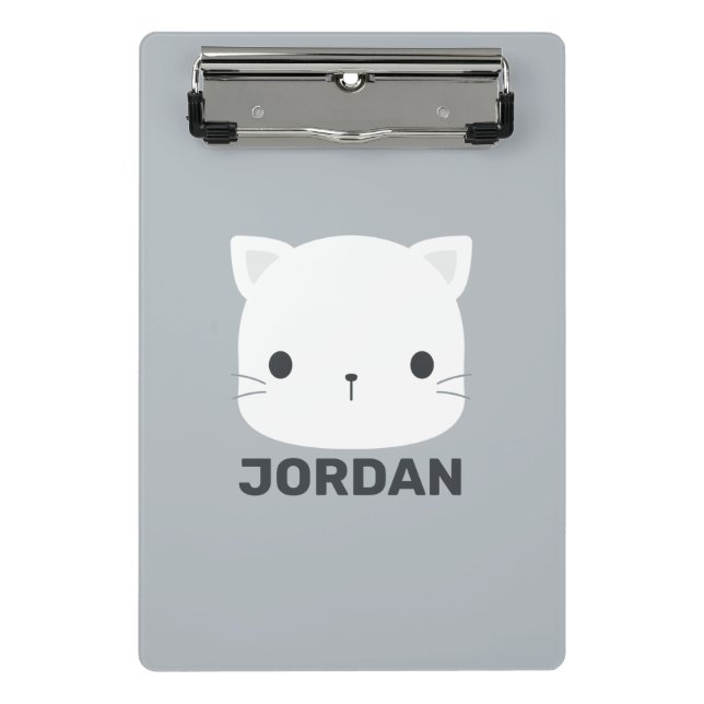 Cute Little Cat with Personalized Name Mini Clipboard (Front)