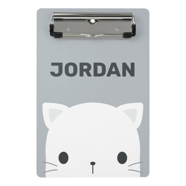 Cute Little Cat with Personalized Name Mini Clipboard (Front)