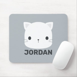Cute Little Cat with Personalized Name Mouse Pad