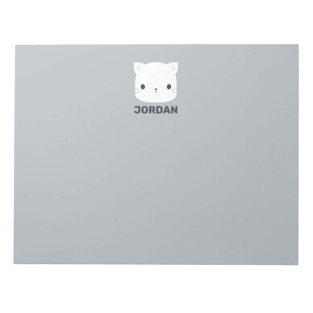 Cute Little Cat with Personalized Name Notepad (Front)
