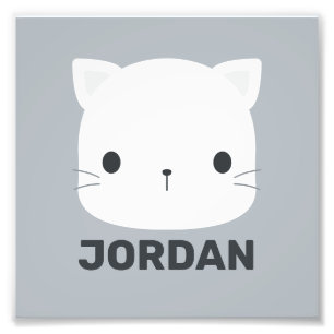 Cute Little Cat with Personalized Name Photo Print