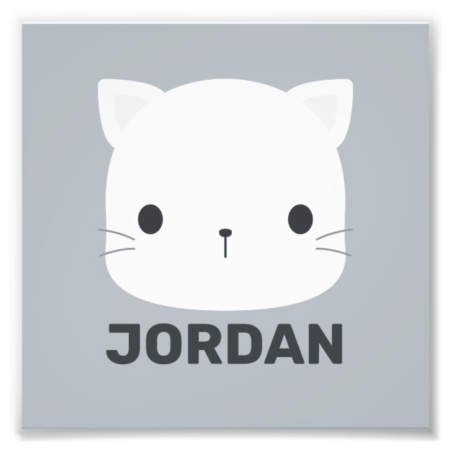 Cute Little Cat with Personalized Name Photo Print (Front)