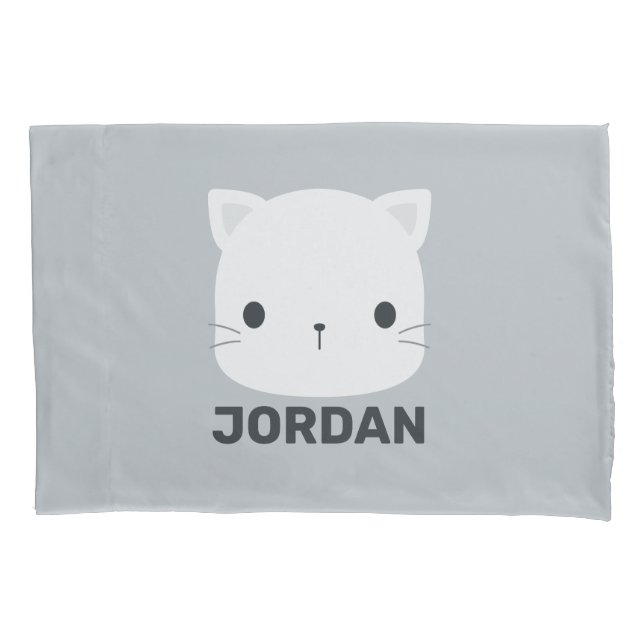 Cute Little Cat with Personalized Name Pillowcase (Front)