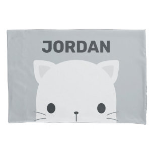Cute Little Cat with Personalized Name Pillowcase