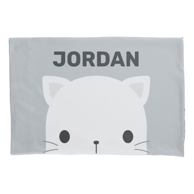 Cute Little Cat with Personalized Name Pillowcase (Front)