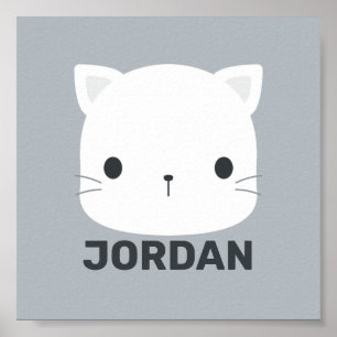 Cute Little Cat with Personalized Name Poster