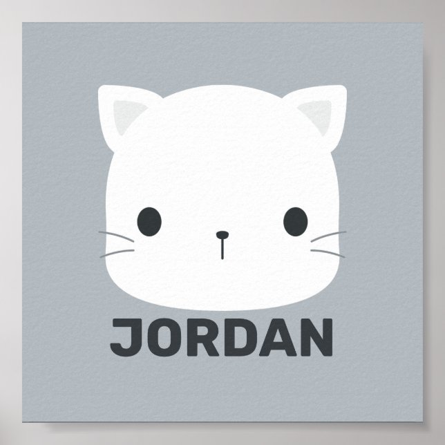 Cute Little Cat with Personalized Name Poster (Front)
