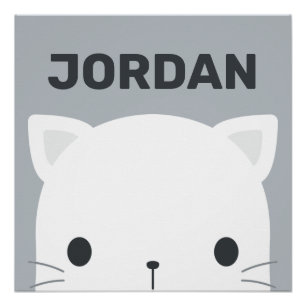 Cute Little Cat with Personalized Name Poster