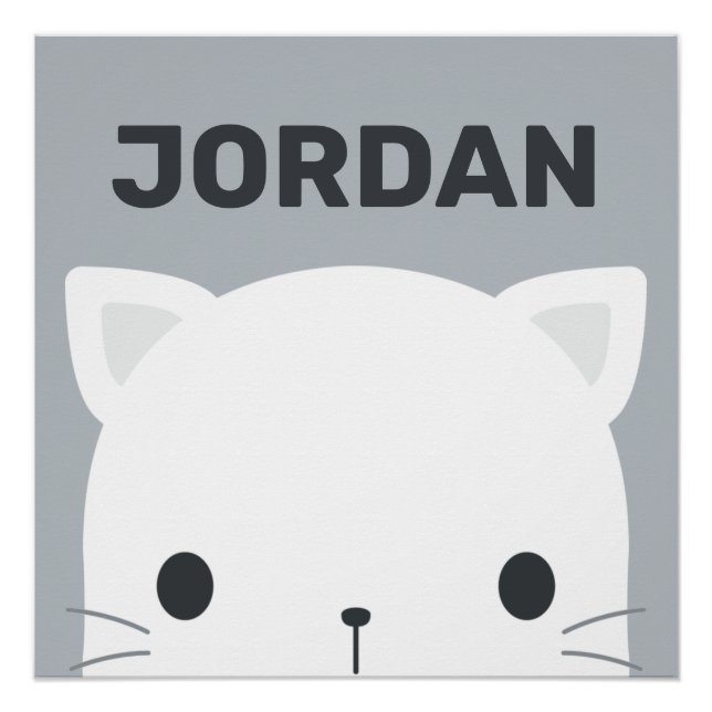 Cute Little Cat with Personalized Name Poster (Front)