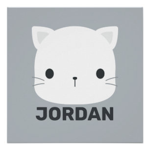 Cute Little Cat with Personalized Name Poster