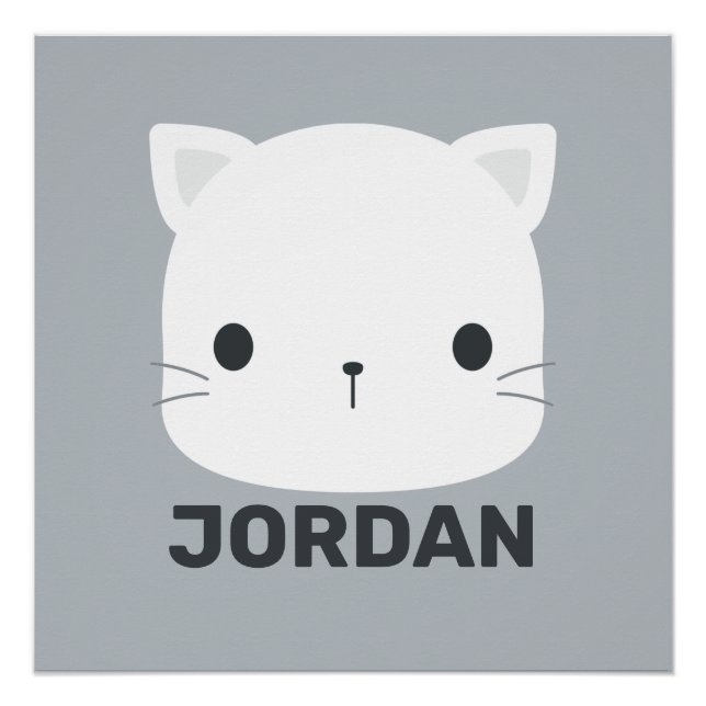 Cute Little Cat with Personalized Name Poster (Front)