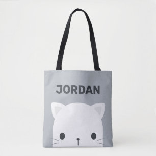 Cute Little Cat with Personalized Name Tote Bag