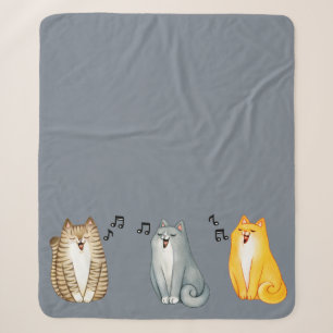 Cute Little Cats Kittens Cartoon Music Sherpa Blanket