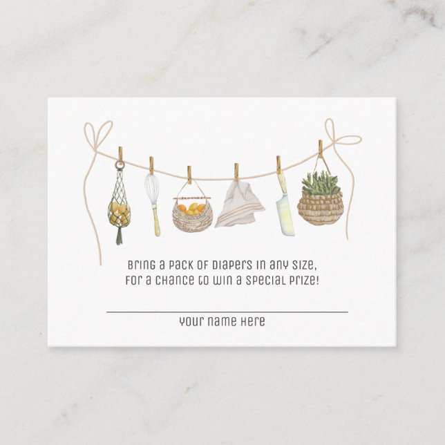 Cute Little Chef Baby Shower Diaper Raffle Card (Front)