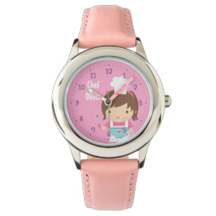 Cute Little Chef Baker Girl Personalized Watch