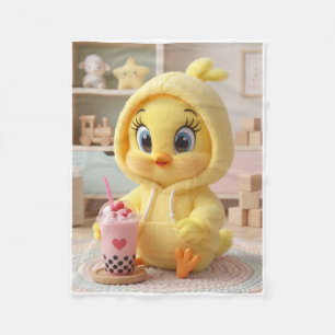 Cute Little Chicks With Tea And Sweets Fleece Blan Blanket