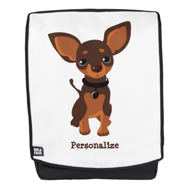 Cute Little Chihuahua Puppy Personalized Backpack (Front)