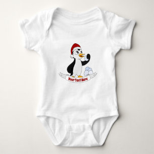 Cute little Christmas penguin with a snowball Baby Bodysuit
