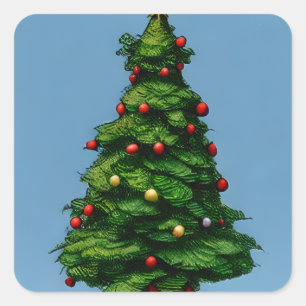 Cute Little Christmas Tree Square Sticker