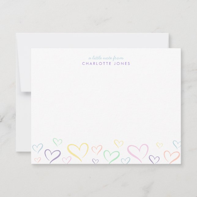 Cute Little Colourful Heart with Kids Name Card (Front)