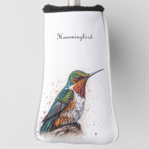 Cute little colourful hummingbird customizable golf head cover