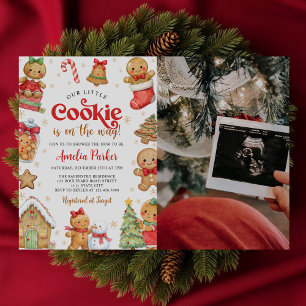 Cute Little Cookie Christmas Baby Shower Photo Invitation
