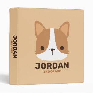 Cute Little Corgi Dog with Personalized Name 3 Rin Binder