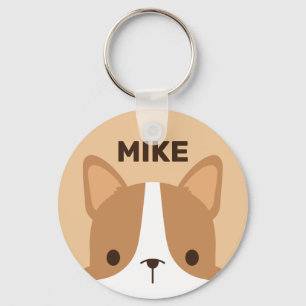 Cute Little Corgi Dog with Personalized Name Keychain