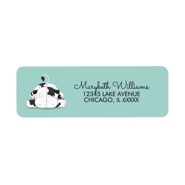 Cute Little Cow Baby Shower Address Label (Front)