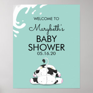 Cute Little Cow Baby Shower Welcome Sign