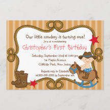 Cute Little Cowboy Birthday Party Invitations