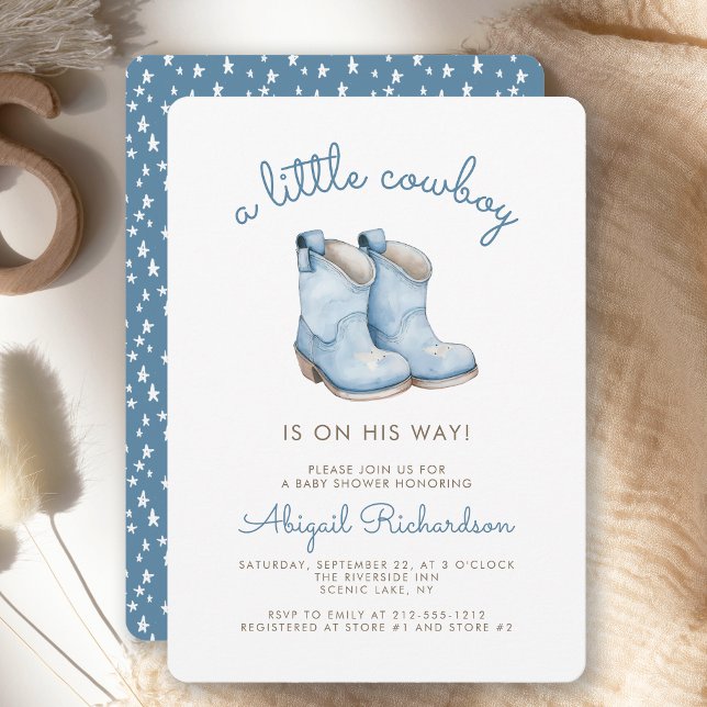 Cute Little Cowboy Blue Boy Baby Shower Invitation (Creator Uploaded)
