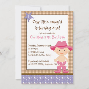 Cute Little Cowgirl Birthday Party Invitations