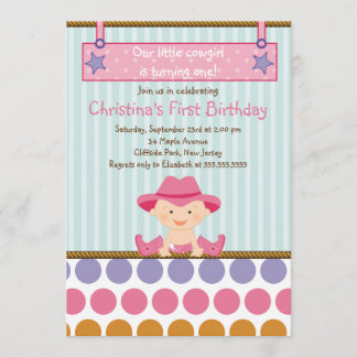 Cute Little Cowgirl Birthday Party Invitations