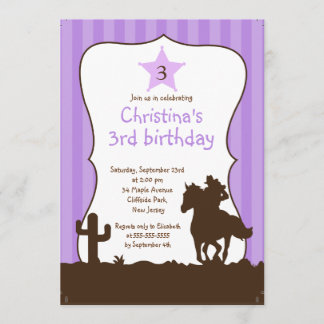 Cute Little Cowgirl Birthday Party Invitations