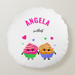 Cute little cupcakes round pillow