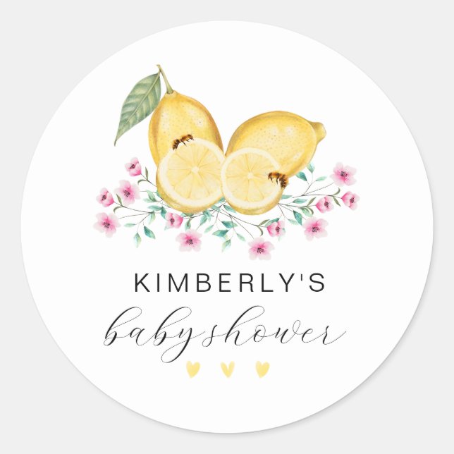 Cute Little Cutie Lemon Citrus Baby Shower  Classic Round Sticker (Front)