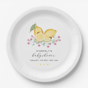 Cute Little Cutie Lemon Citrus Baby Shower Paper Plate