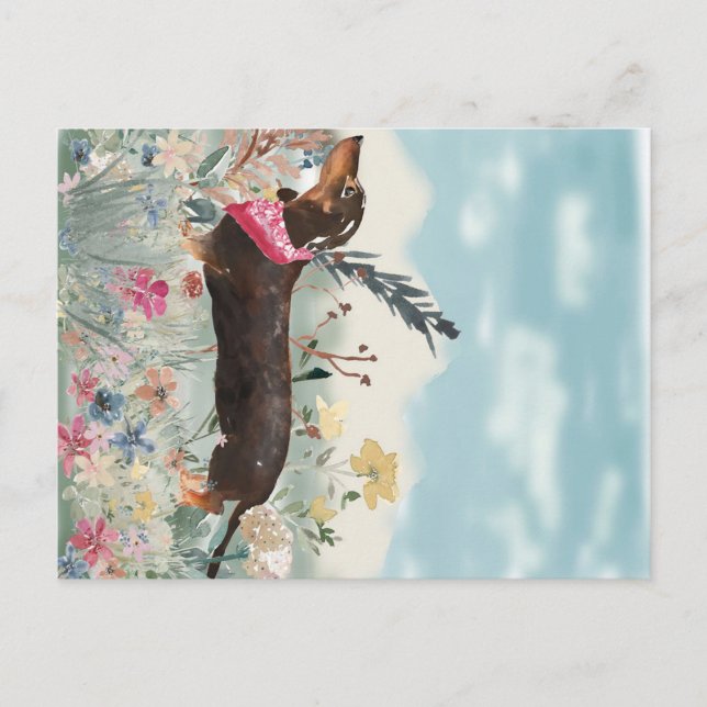 Cute little Dachshund Holiday Postcard (Front)